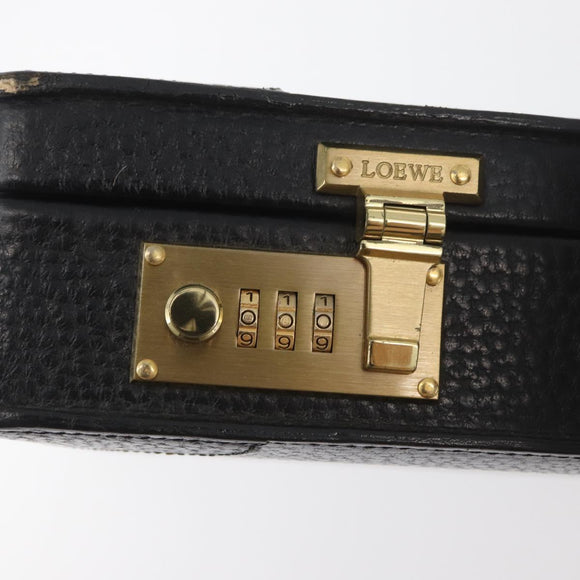 LOEWE Anagram Business Bag Leather Black Gold Auth BAZ237