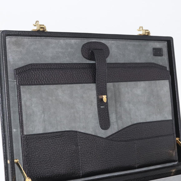 LOEWE Anagram Business Bag Leather Black Gold Auth BAZ237