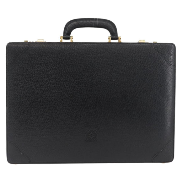 LOEWE Anagram Business Bag Leather Black Gold Auth BAZ237