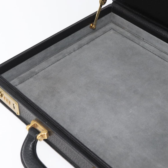LOEWE Anagram Business Bag Leather Black Gold Auth BAZ237