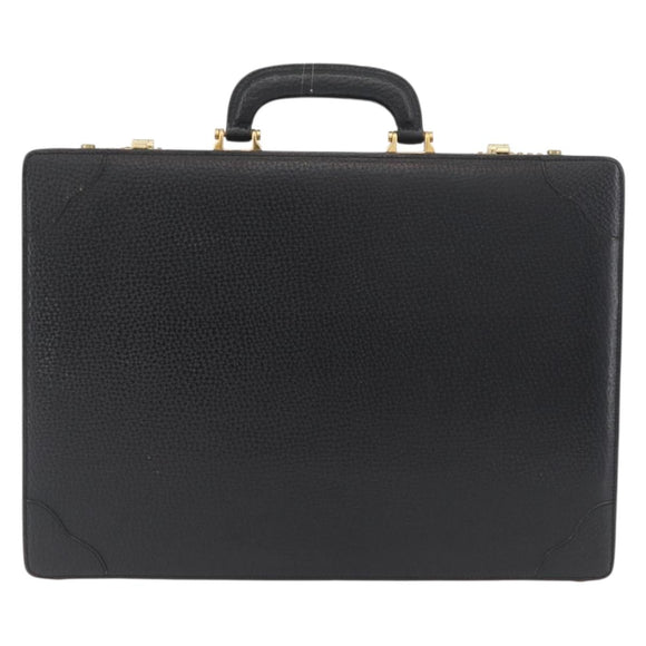 LOEWE Anagram Business Bag Leather Black Gold Auth BAZ237