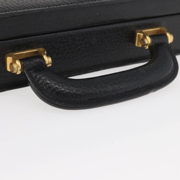 LOEWE Anagram Business Bag Leather Black Gold Auth BAZ237