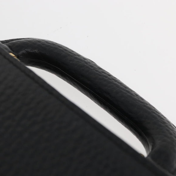 LOEWE Anagram Business Bag Leather Black Gold Auth BAZ237