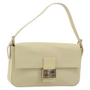 FENDI Mamma Baguette Shoulder Bag Canvas Beige Gold Auth BAZ238A-1