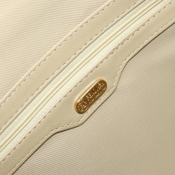 FENDI Mamma Baguette Shoulder Bag Canvas Beige Gold Auth BAZ238A