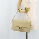 FENDI Mamma Baguette Shoulder Bag Canvas Beige Gold Auth BAZ238A-24
