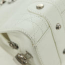 Christian Dior Canage Mini Hand Bag Leather White Silver Auth BAZ240SAV-10