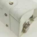 Christian Dior Canage Mini Hand Bag Leather White Silver Auth BAZ240SAV-13