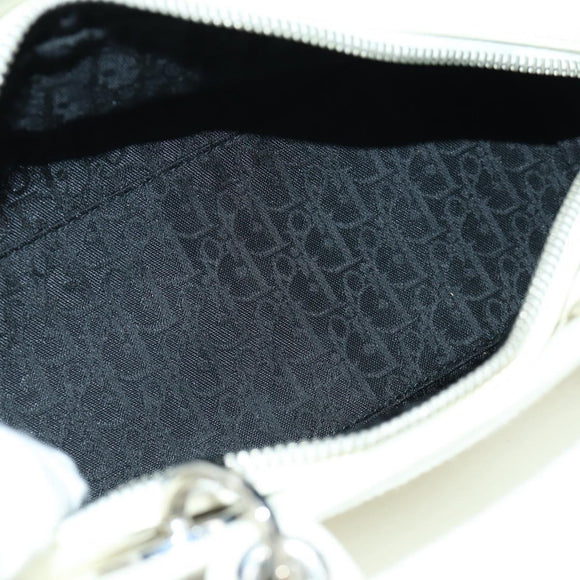 Christian Dior Canage Mini Hand Bag Leather White Silver Auth BAZ240SAV