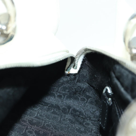 Christian Dior Canage Mini Hand Bag Leather White Silver Auth BAZ240SAV