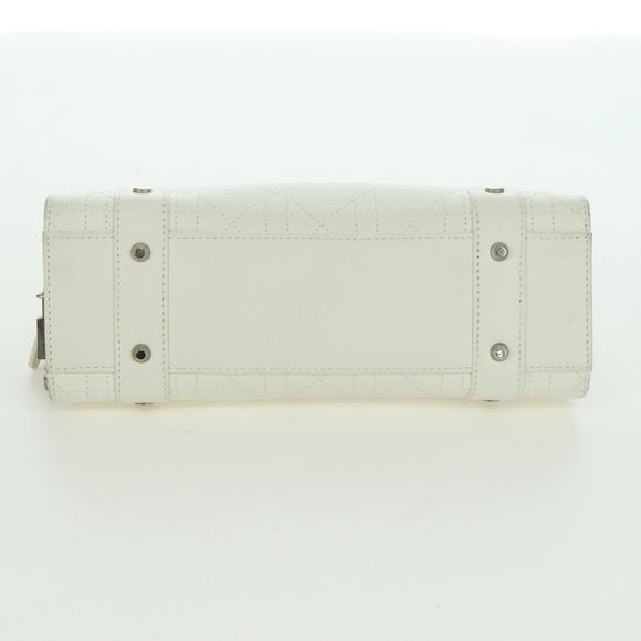 Christian Dior Canage Mini Hand Bag Leather White Silver Auth BAZ240SAV