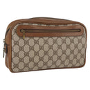 GUCCI GG Supreme Clutch Bag PVC Beige Gold Auth BAZ247A-1