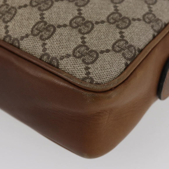 GUCCI GG Supreme Clutch Bag PVC Beige Gold Auth BAZ247A