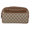 GUCCI GG Supreme Clutch Bag PVC Beige Gold Auth BAZ247A-2