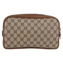 GUCCI GG Supreme Clutch Bag PVC Beige Gold Auth BAZ247A-3