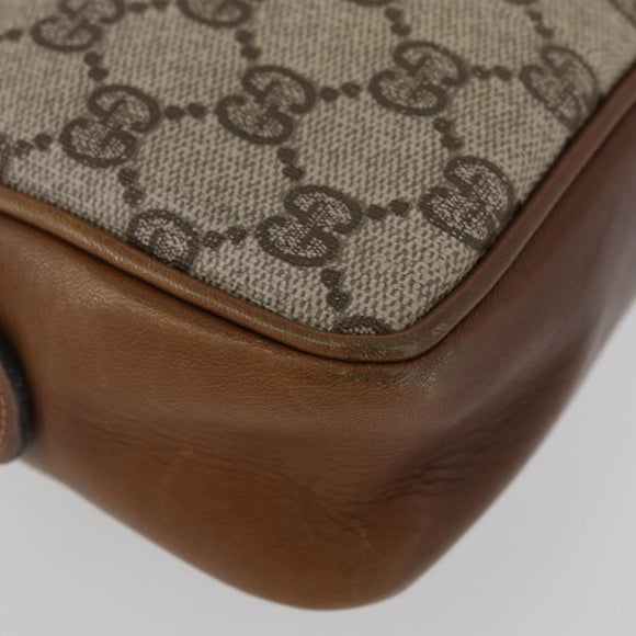 GUCCI GG Supreme Clutch Bag PVC Beige Gold Auth BAZ247A