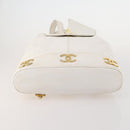 CHANEL Triple Coco Backpack Caviar Skin White Gold CC Auth BAZ250A-10