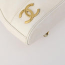 CHANEL Triple Coco Backpack Caviar Skin White Gold CC Auth BAZ250A-12