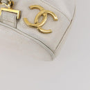 CHANEL Triple Coco Backpack Caviar Skin White Gold CC Auth BAZ250A-13