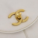 CHANEL Triple Coco Backpack Caviar Skin White Gold CC Auth BAZ250A-15