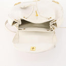 CHANEL Triple Coco Backpack Caviar Skin White Gold CC Auth BAZ250A-17