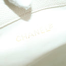 CHANEL Triple Coco Backpack Caviar Skin White Gold CC Auth BAZ250A-21