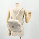 CHANEL Triple Coco Backpack Caviar Skin White Gold CC Auth BAZ250A-26