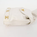 CHANEL Triple Coco Backpack Caviar Skin White Gold CC Auth BAZ250A-4