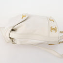 CHANEL Triple Coco Backpack Caviar Skin White Gold CC Auth BAZ250A-5