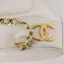 CHANEL Triple Coco Backpack Caviar Skin White Gold CC Auth BAZ250A-9