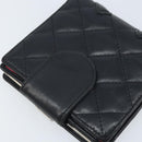 CHANEL Matelasse Cambon Line Bifold Wallet Leather Black Silver CC Auth BAZ259A-12