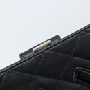CHANEL Matelasse Cambon Line Bifold Wallet Leather Black Silver CC Auth BAZ259A-13