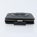 CHANEL Matelasse Cambon Line Bifold Wallet Leather Black Silver CC Auth BAZ259A-4