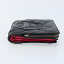 CHANEL Matelasse Cambon Line Bifold Wallet Leather Black Silver CC Auth BAZ259A-7