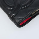 CHANEL Matelasse Cambon Line Bifold Wallet Leather Black Silver CC Auth BAZ259A-9