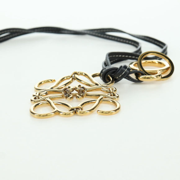 LOEWE Anagram Charm Leer Zwart Goud Auth BAZ275M