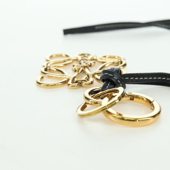 LOEWE Anagram Charm Leer Zwart Goud Auth BAZ275M