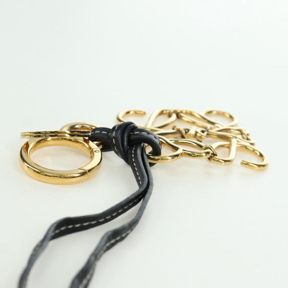 LOEWE Anagram Charm Leer Zwart Goud Auth BAZ275M