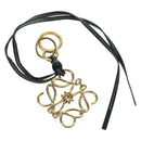LOEWE Anagram Charm Leer Zwart Goud Auth BAZ275M-1