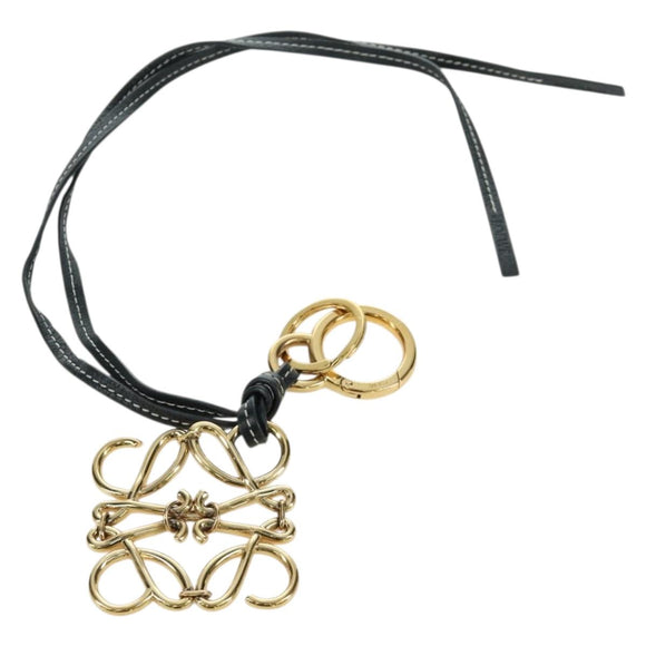 LOEWE Anagram Charm Leer Zwart Goud Auth BAZ275M