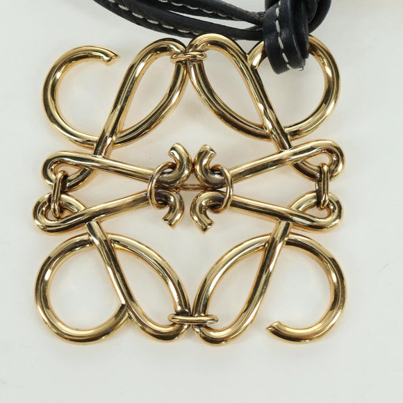LOEWE Anagram Charm Leer Zwart Goud Auth BAZ275M