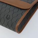Christian Dior Honeycomb Canvas Chain Shoulder Bag PVC Gray Gold Auth BAZ279-10