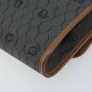 Christian Dior Honeycomb Canvas Chain Shoulder Bag PVC Gray Gold Auth BAZ279-12