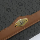 Christian Dior Honeycomb Canvas Chain Shoulder Bag PVC Gray Gold Auth BAZ279-14