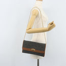 Christian Dior Honeycomb Canvas Chain Shoulder Bag PVC Gray Gold Auth BAZ279-20
