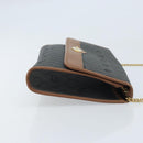 Christian Dior Honeycomb Canvas Chain Shoulder Bag PVC Gray Gold Auth BAZ279-4