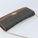 Christian Dior Honeycomb Canvas Chain Shoulder Bag PVC Gray Gold Auth BAZ279-6