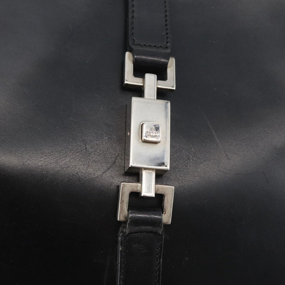 GUCCI Jackie Shoulder Bag Leather Black Silver 001 3346 Auth BAZ280