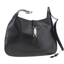 GUCCI Jackie Shoulder Bag Leather Black Silver 001 3346 Auth BAZ280-1