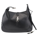 GUCCI Jackie Shoulder Bag Leather Black Silver 001 3346 Auth BAZ280-13